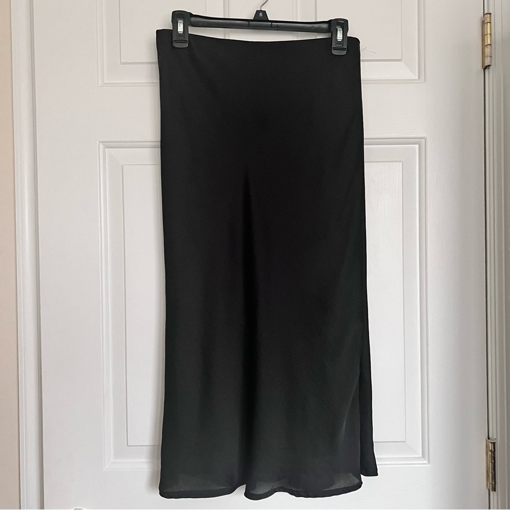 Black Midi Slip Skirt for Work, Casual, or Evening.